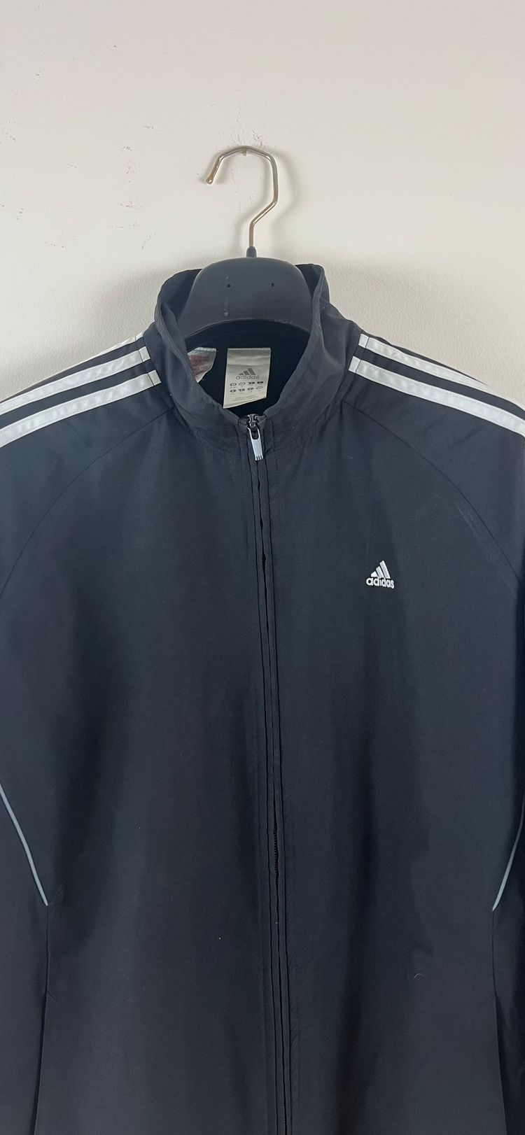 Giacca Adidas nera vintage retrò zip 3 Strisce logo maxi L/XL obraz 6