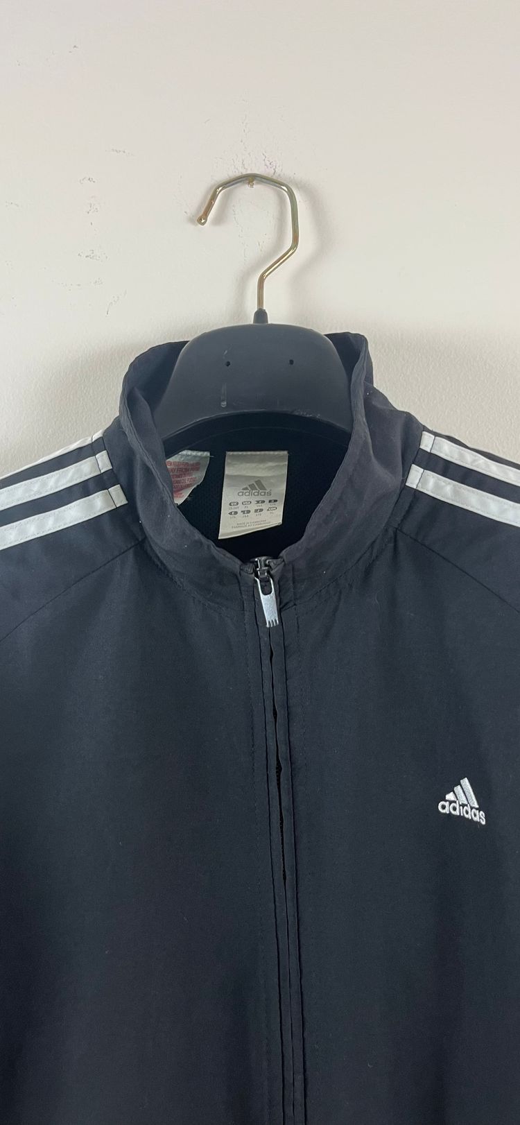 Giacca Adidas nera vintage retrò zip 3 Strisce logo maxi L/XL obraz 7