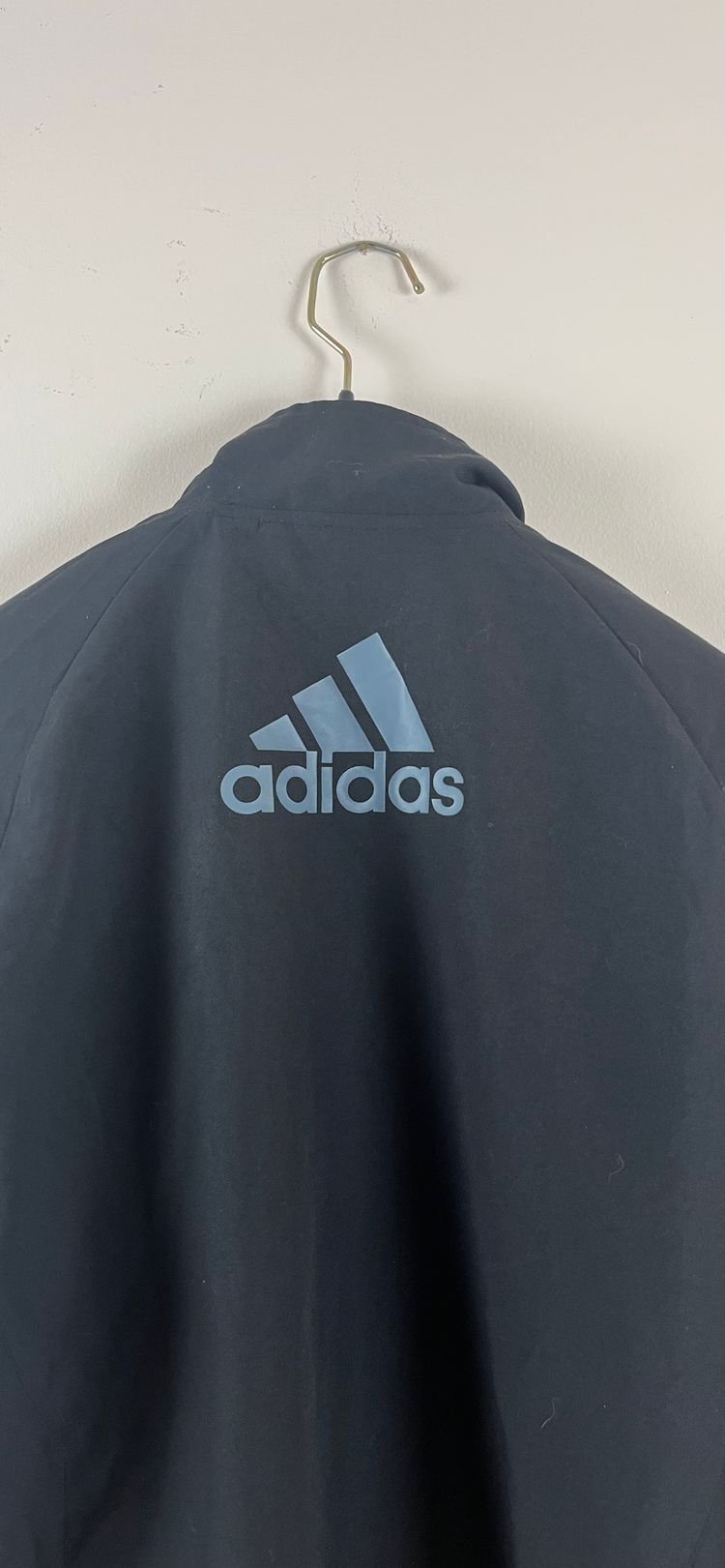 Giacca Adidas nera vintage retrò zip 3 Strisce logo maxi L/XL obraz 9