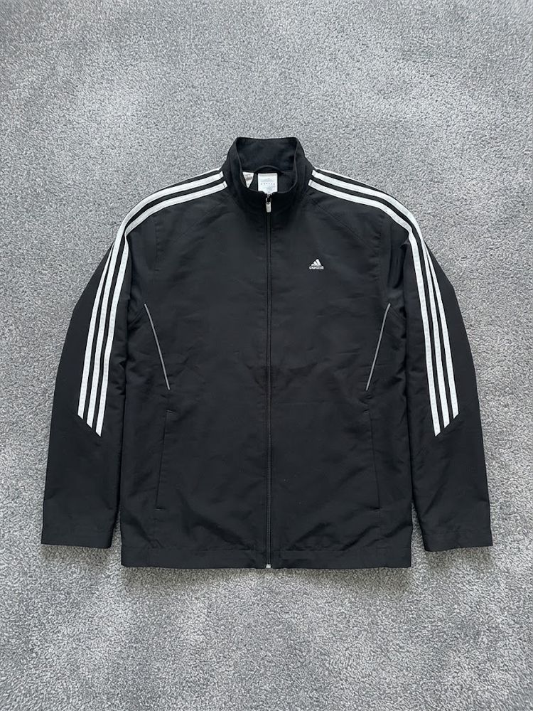 Giacca Adidas nera vintage retrò zip 3 Strisce logo maxi L/XL image 1
