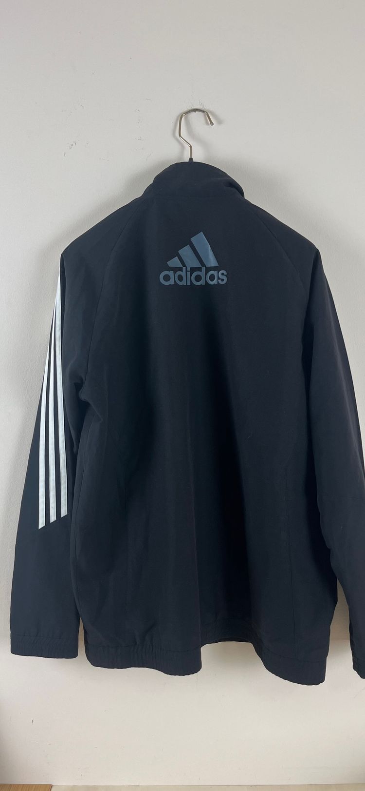Giacca Adidas nera vintage retrò zip 3 Strisce logo maxi L/XL obraz 8