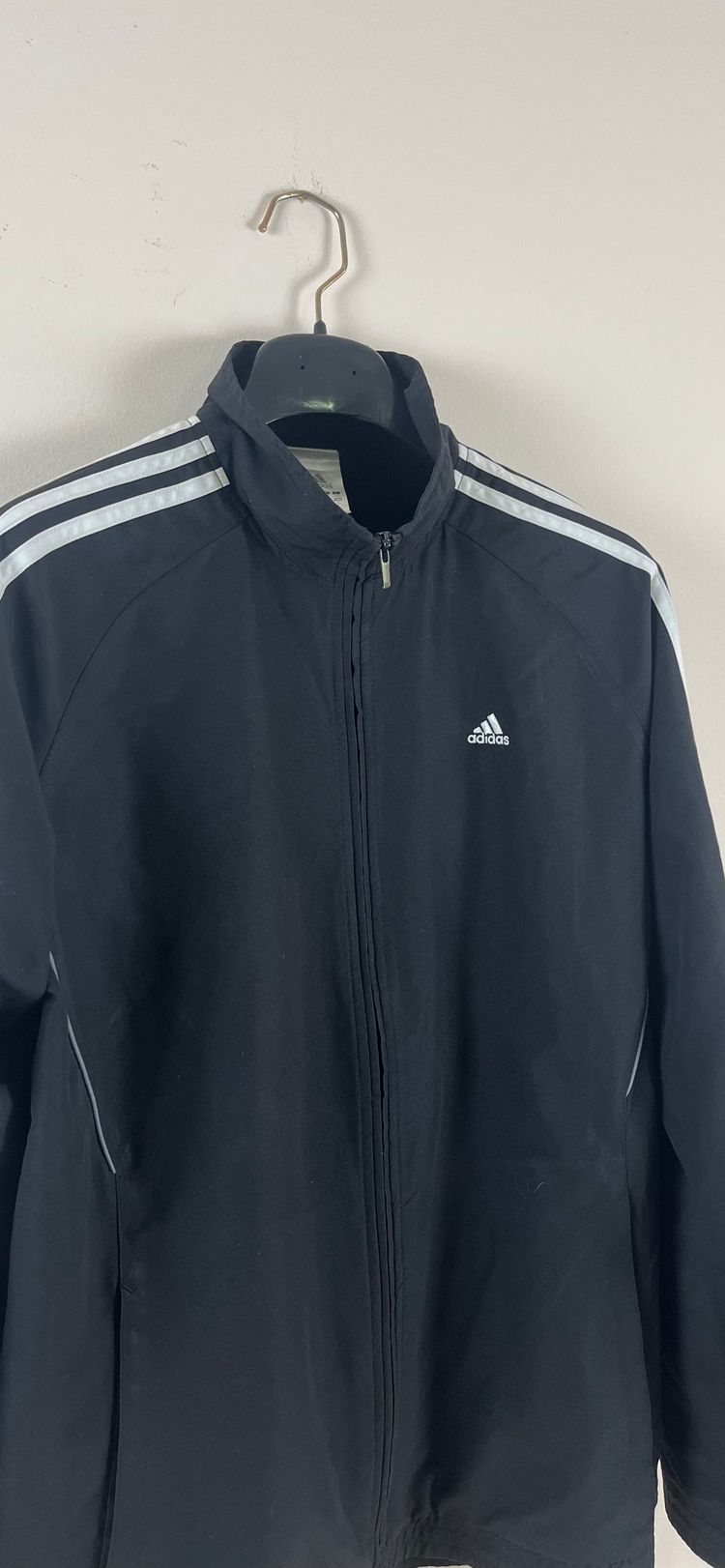 Giacca Adidas nera vintage retrò zip 3 Strisce logo maxi L/XL obraz 5