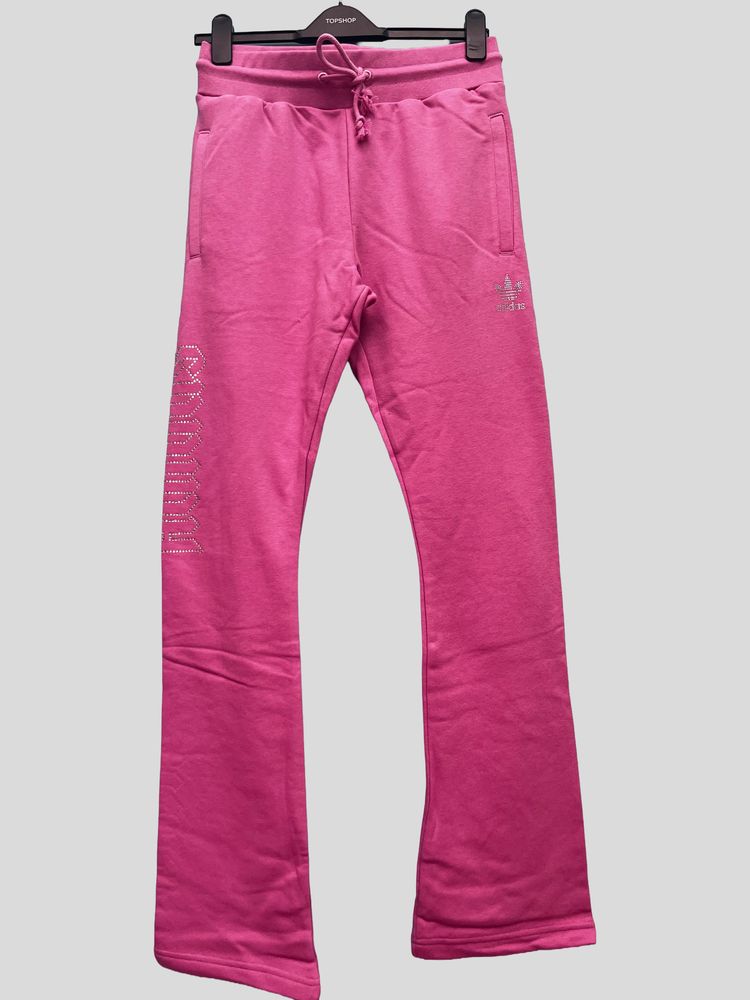 Adidas Pink Track Pants With Crystal Logo 2
