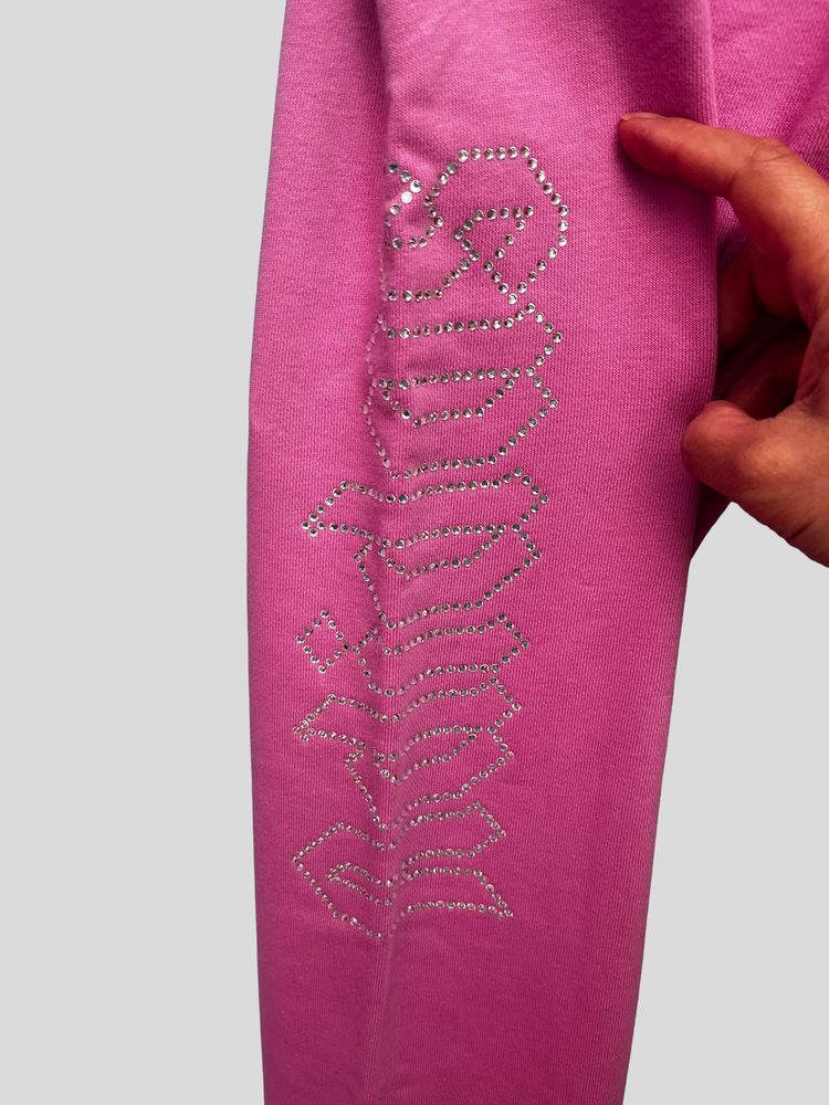 Adidas Pink Track Pants With Crystal Logo 4