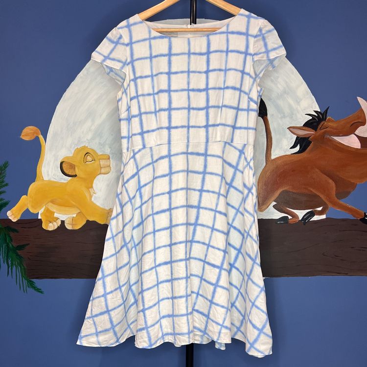 Hobbs London Blue Check Linen Dress