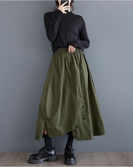 Olive Green Long Skirt image 5