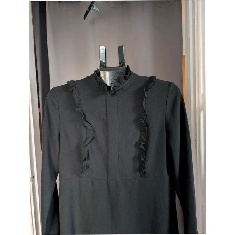 Immagine di Zara Woman Black Ruffle High Neck Gothic Mini Dress 8