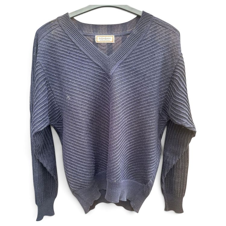 Yves Saint Laurent men's sweater in navy linen