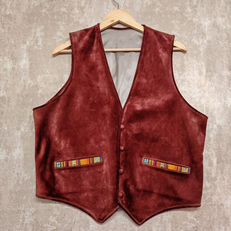 Gilet Vintage in Velluto Bordeaux con Dettagli Ricamati – Taglia M/L