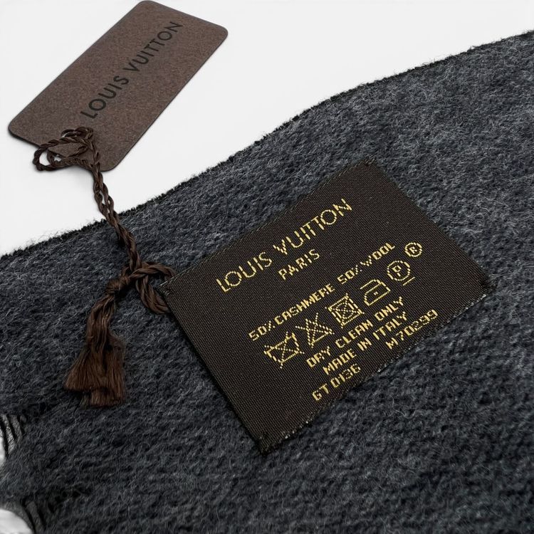 Sciarpa Cashmere e Lana Monogram Gradient nero / grigio image 5