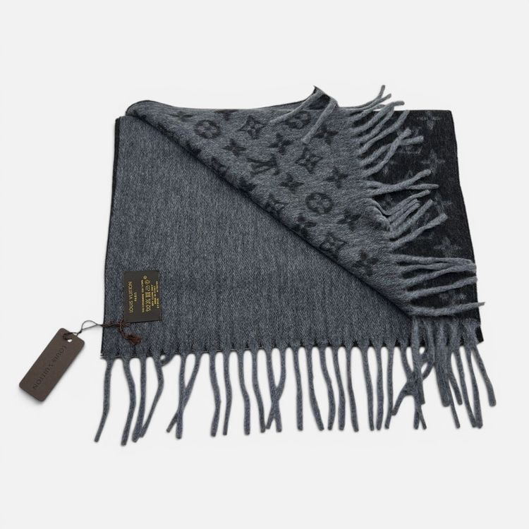 Sciarpa Cashmere e Lana Monogram Gradient nero / grigio image 4