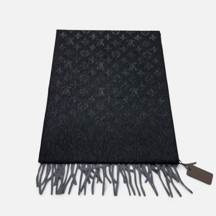 Sciarpa Cashmere e Lana Monogram Gradient nero / grigio image 2