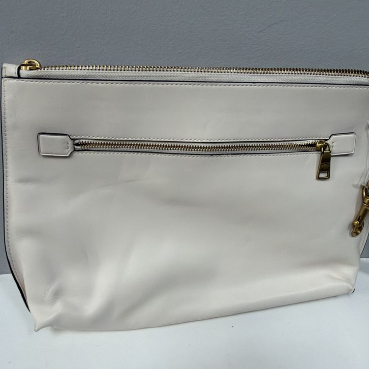 Immagine di 357 Coach Large Charlie leather Pouch clutch/wristlet Ivory Tea Rose Rivets £275 4