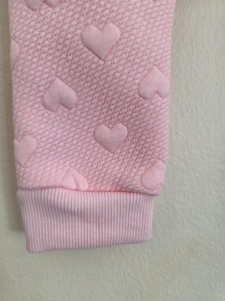 🩷 Baby Girl Pink Embossed Heart Pattern Bow Trousers / Leggings (6-9 Months) image 2