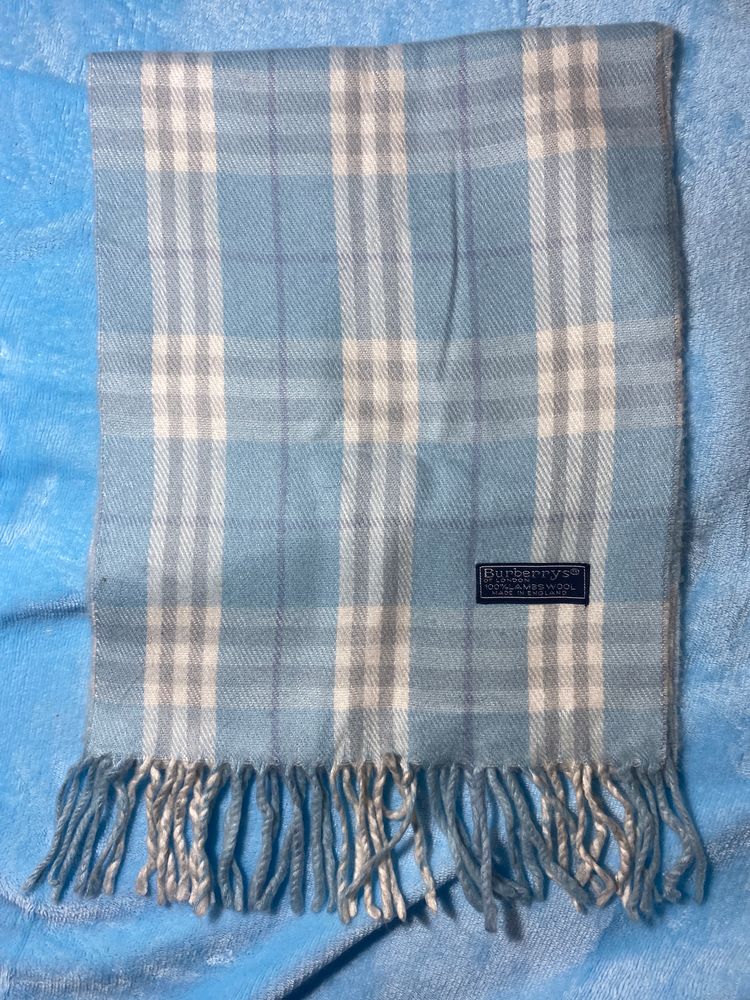 Burberry Lambswool Plaid Scarf blue 
