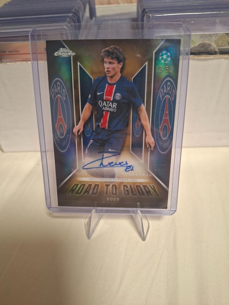 Auto joao neves /50 road to glory Paris Saint-Germain Football Jersey Card image 1