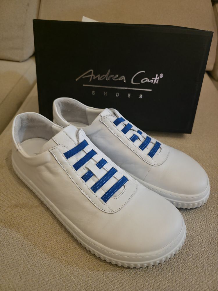 Immagine di Andrea Conti White Sneakers With Blue Elastic Laces 3