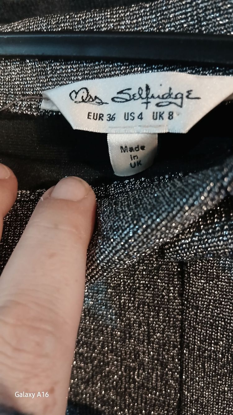 Miss Selfridge Silver Glitter Strapless Dress image 2