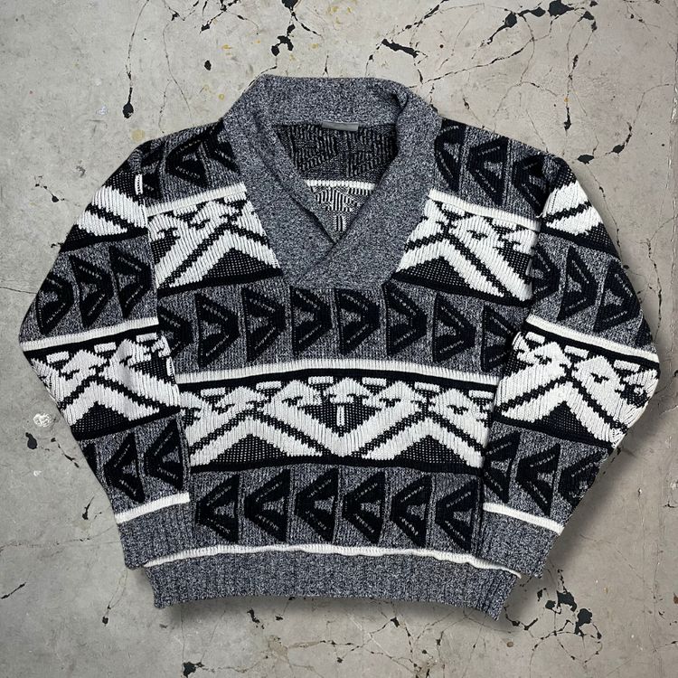Reclaimed Vintage Vintage geometric print grey knit jumper product image