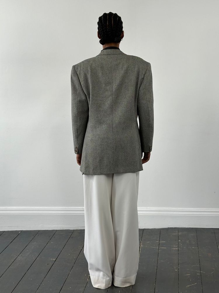 Burberry 1990s Herringbone Pure Wool Single Breasted Blazer - 42R/L 5