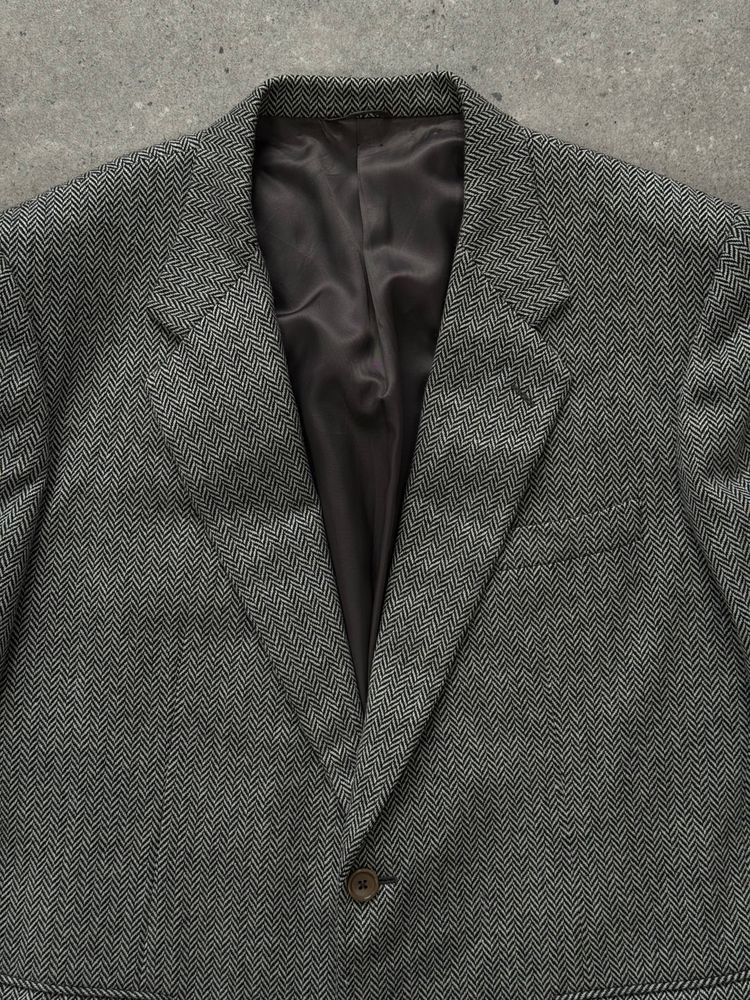 Burberry 1990s Herringbone Pure Wool Single Breasted Blazer - 42R/L 2