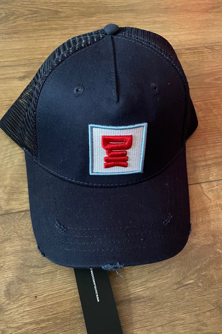 DJK Navy Mesh Baseball Cap With Red And White