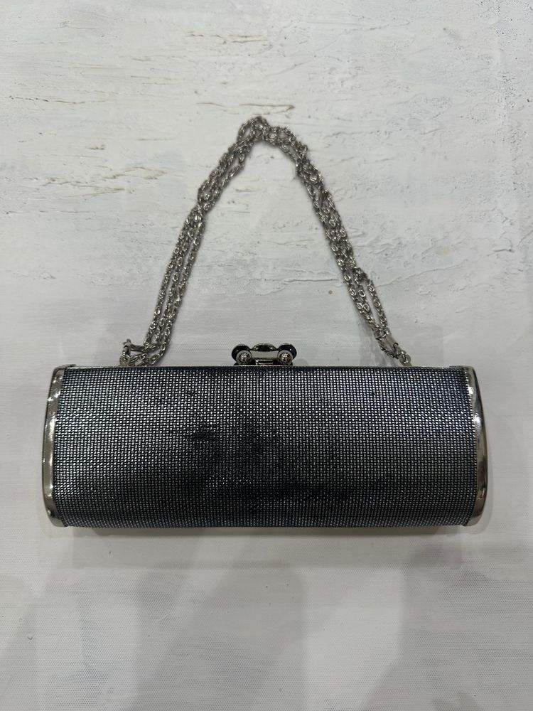 wedding guest drop | silver clutch chain bag 2