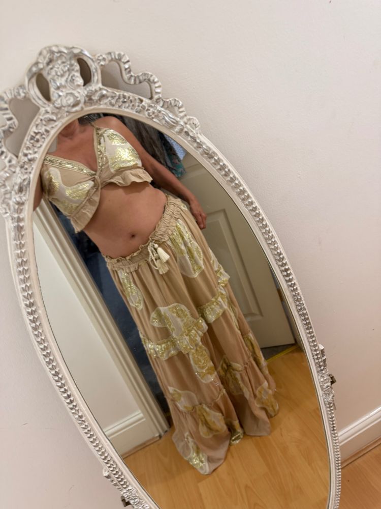 Other Bohemian Beige And Gold Embellished Two-Piece Outfit product image