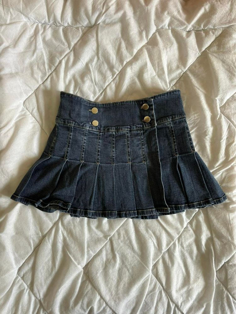 Other Denim Pleated Mini Skirt spódnica jeansowa y2k avant garde street style product image