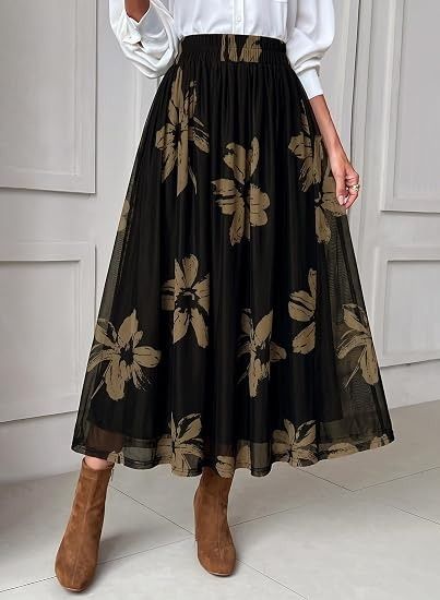 Black Floral Midi Skirt 2