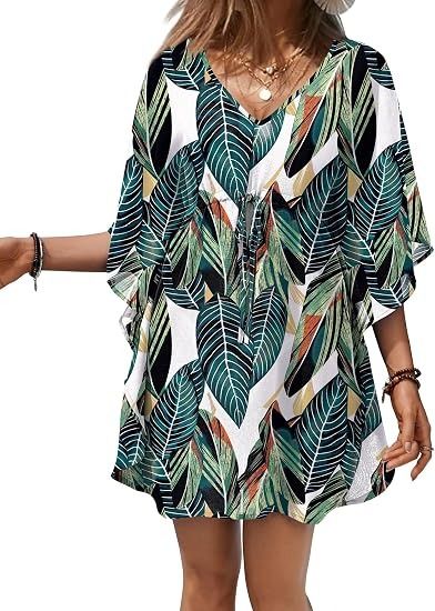 Leaf Print Loose Dress