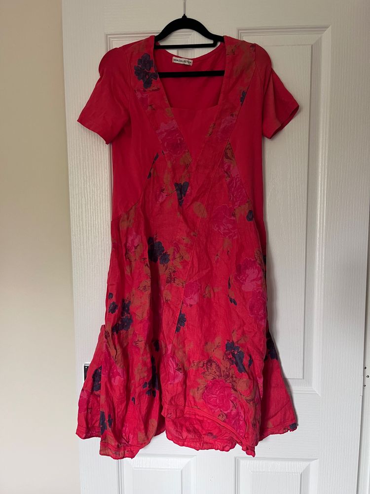 Y2k red floral dress