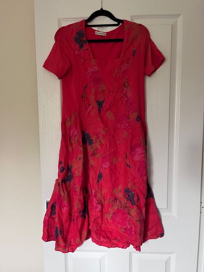 Y2k red floral dress