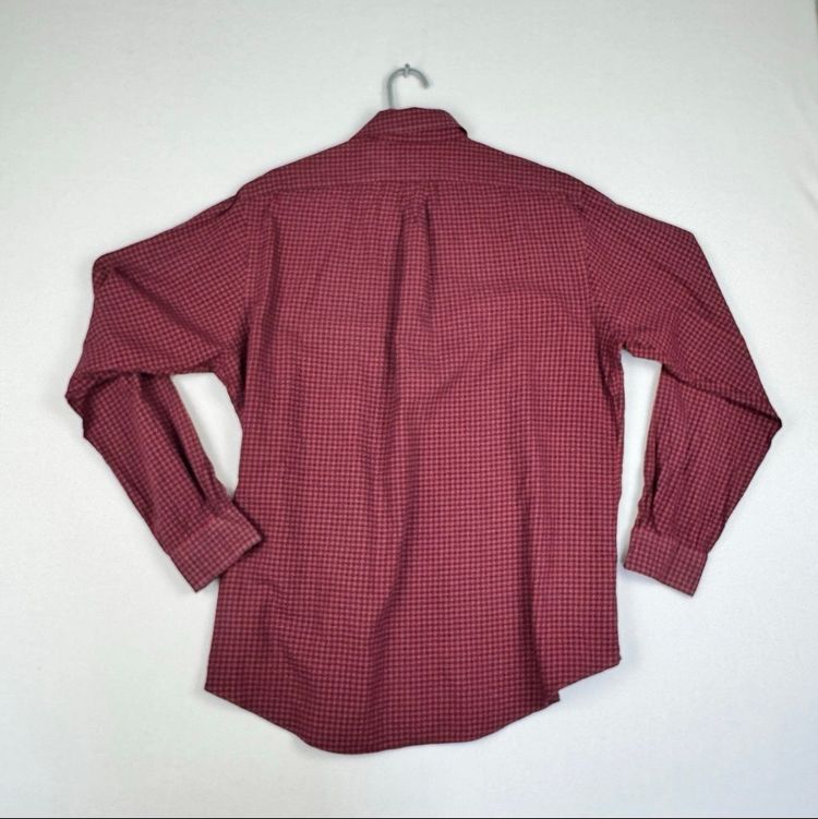 Ralph Lauren Red Navy Gingham Shirt Long Sleeve Button Down Cotton L Large obraz 3