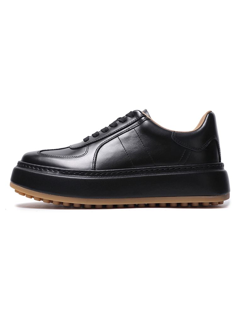 Black Leather Platform Sneakers image 2