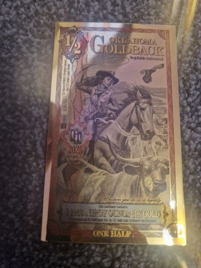 Oklahoma Goldback 1/2000th ounce 24k gold