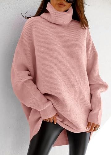 Pink Oversized Turtleneck Sweater image 1