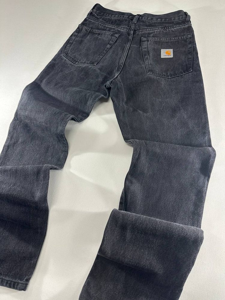 Carhartt Black Washed Denim Jeans Klondike Pant Vintage Iconic Uomo/Donna (40/42 IT) image 2