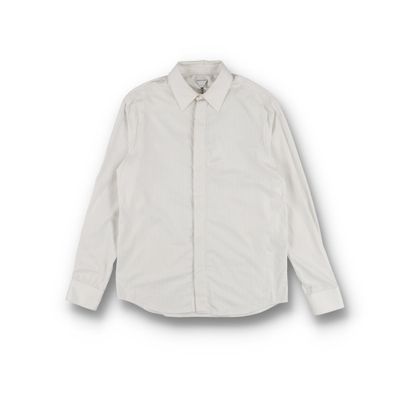 Bottega Veneta White Pinstripe Embroidered Logo Shirt