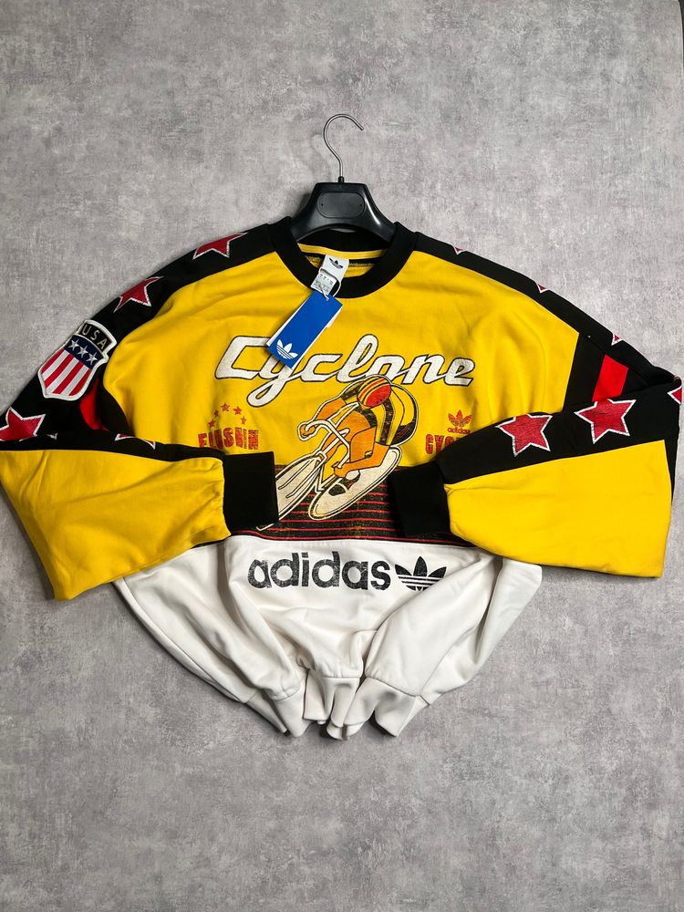 Adidas Yellow And Black Sweatshirt With Cyclone Print