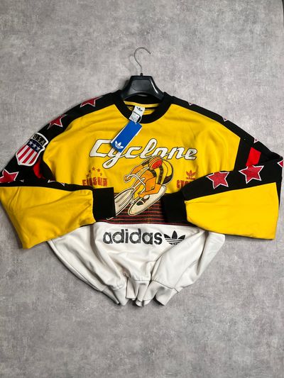 Adidas Yellow And Black Sweatshirt With Cyclone Print