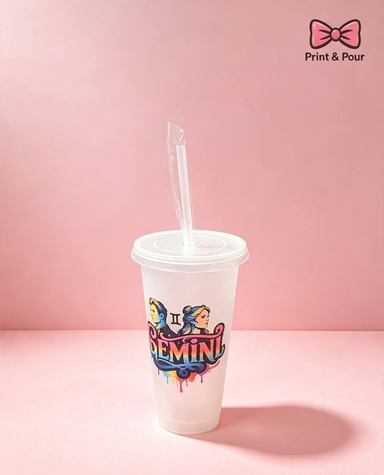 Plastic Cup With Lid And Straw image 1