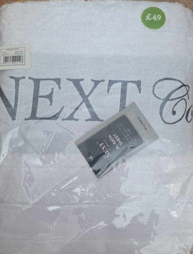 Pack of 3 White Next Xl Bath Sheet Price marked £49 image 1