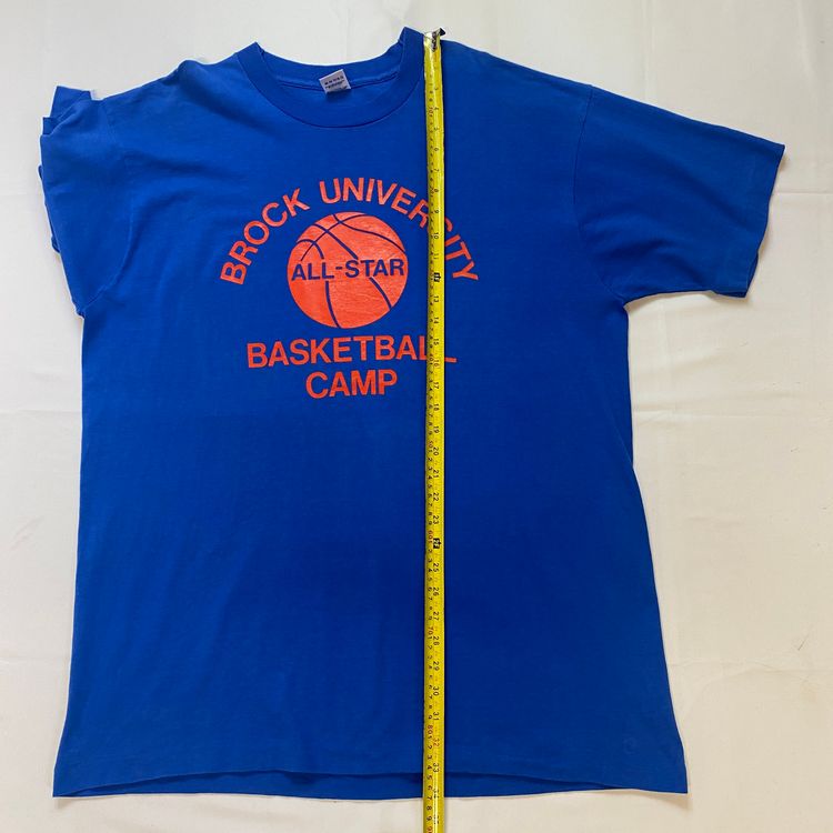 Vintage 90s Brock University Basketball Tee | Blue Orange USA College Graphic image 9