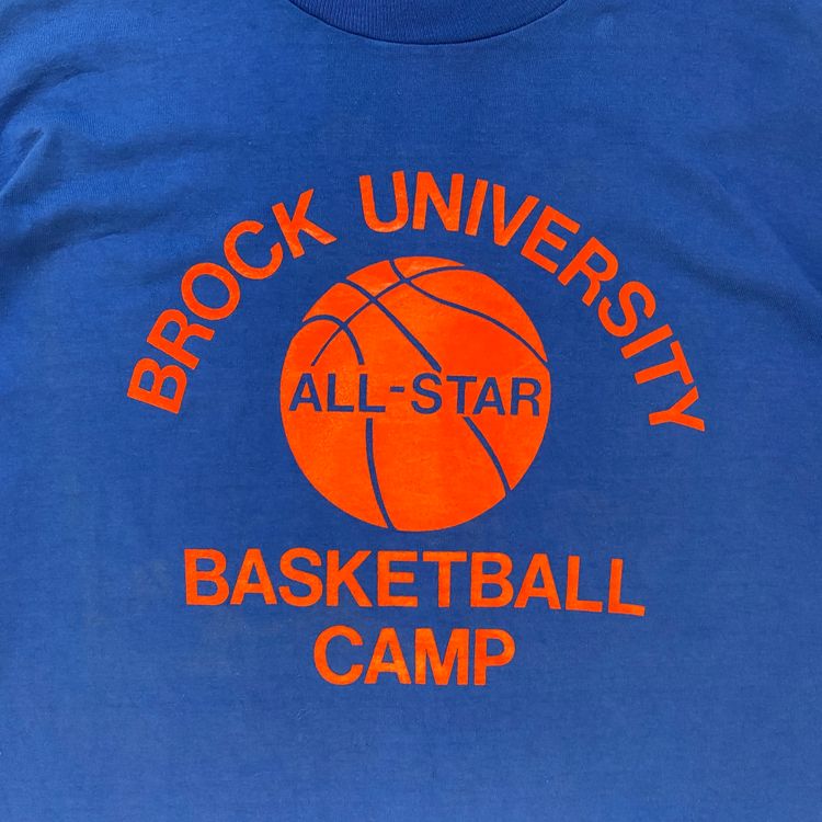 Vintage 90s Brock University Basketball Tee | Blue Orange USA College Graphic image 4