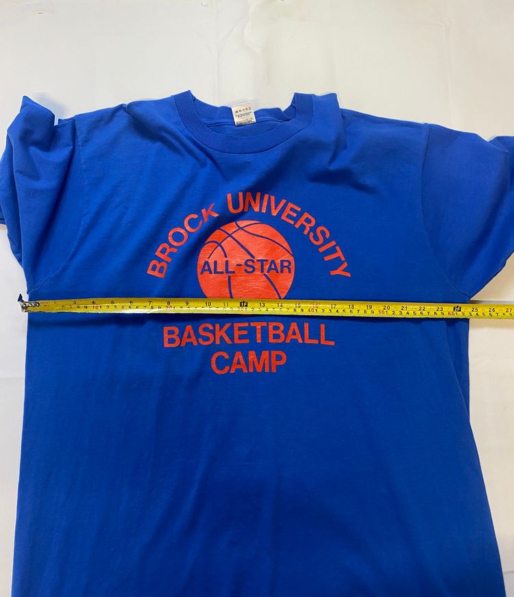 Vintage 90s Brock University Basketball Tee | Blue Orange USA College Graphic image 8