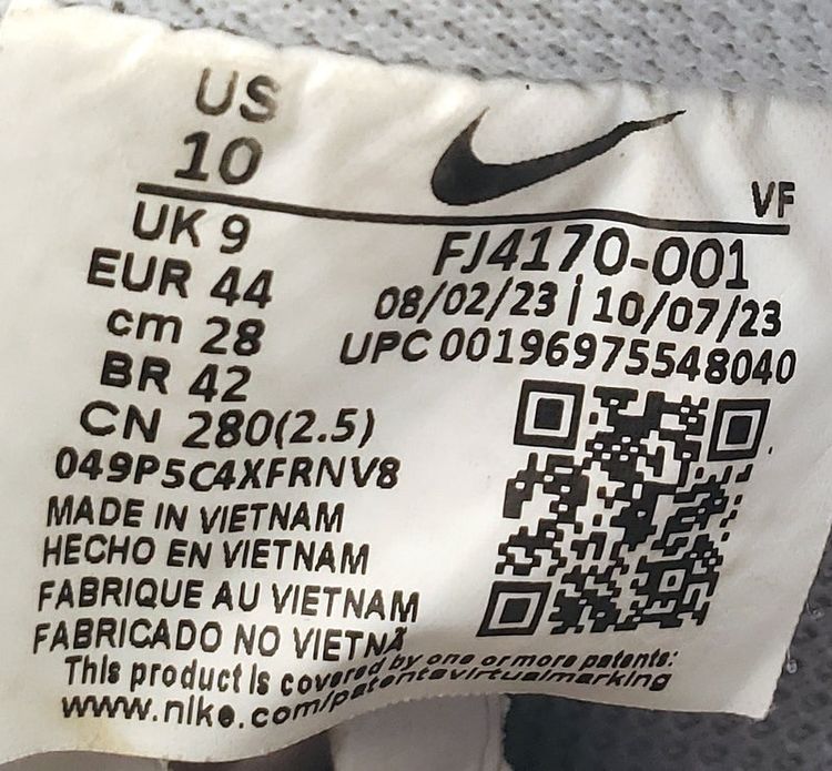 Nike Air Force 1 Low Leather Trainers UK9/US10/EU44 FJ4170-001 Carbon Grey image 13