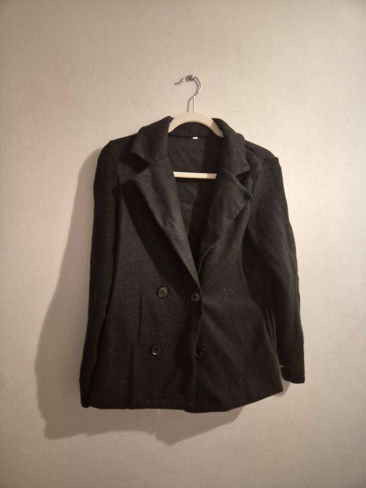 Black Double-Breasted Coat image 1