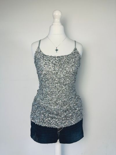 Motivi italian vintage sequin silver cami