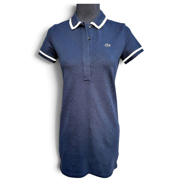 Navy blue Lacoste slim fit polo mini dress, FR 38, in cotton and elastane image 1
